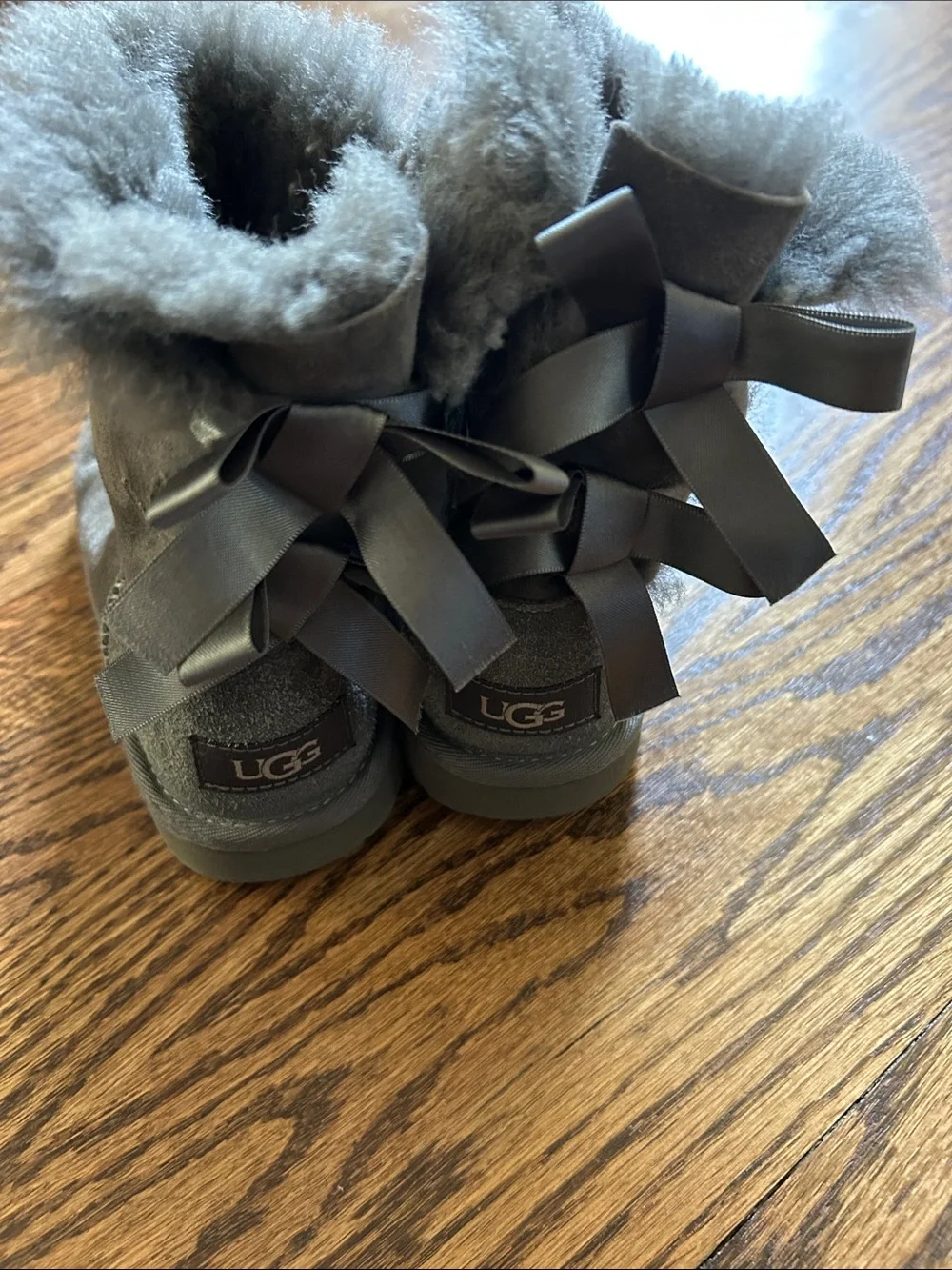 UGG Kids Gray Suede Shearling-Lined Boots